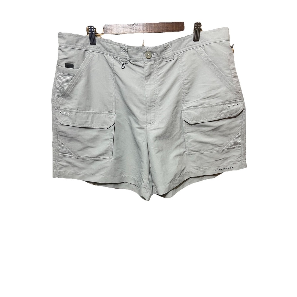 Columbia PFG Omni-Shade Nylon Cargo Shorts Gray Fishing Hiking Camping Men Sz 42